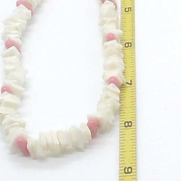 Puka Shell Necklace Pink White Chips Spring Ring - Picture 4 of 5